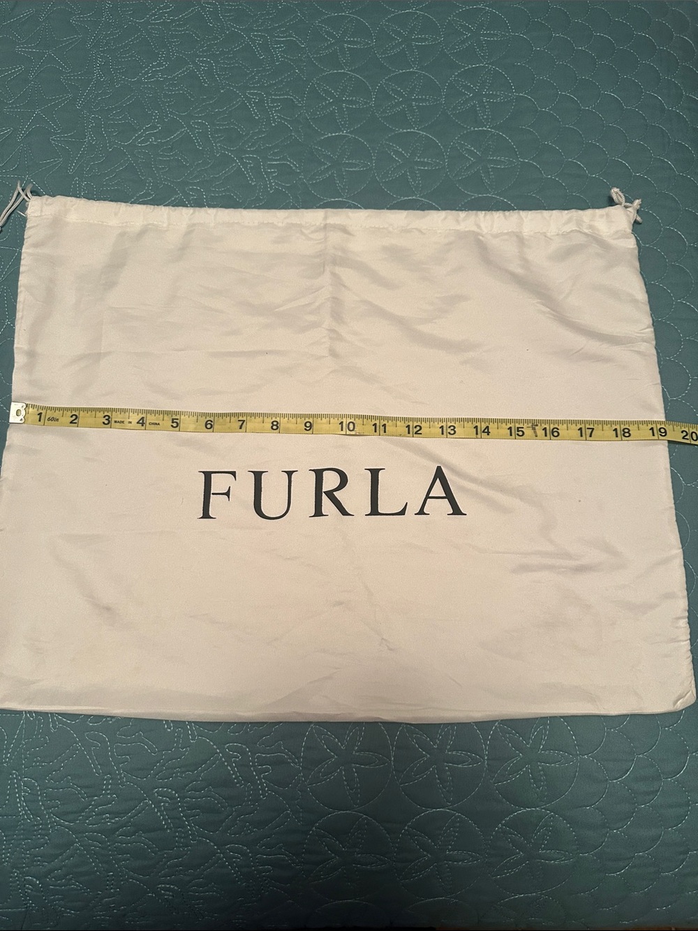 Furla White Drawstring Dust Bag with Black Logo